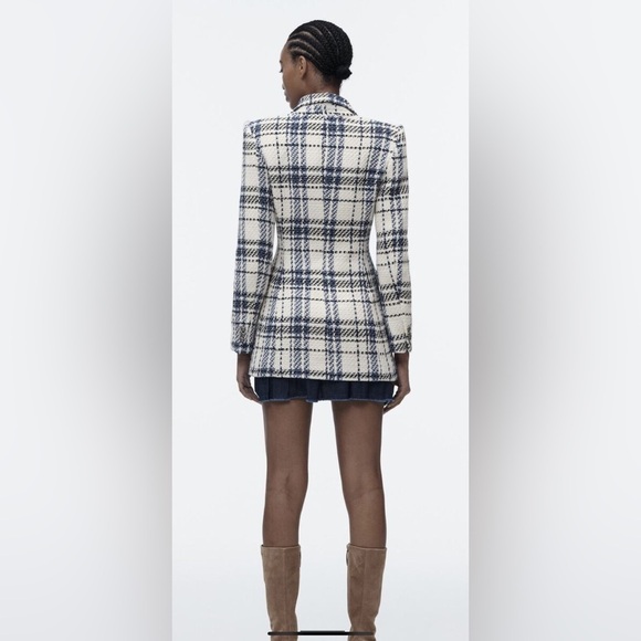 ZARA Double Breasted Textured Weave Jacket - Picture 3 of 8